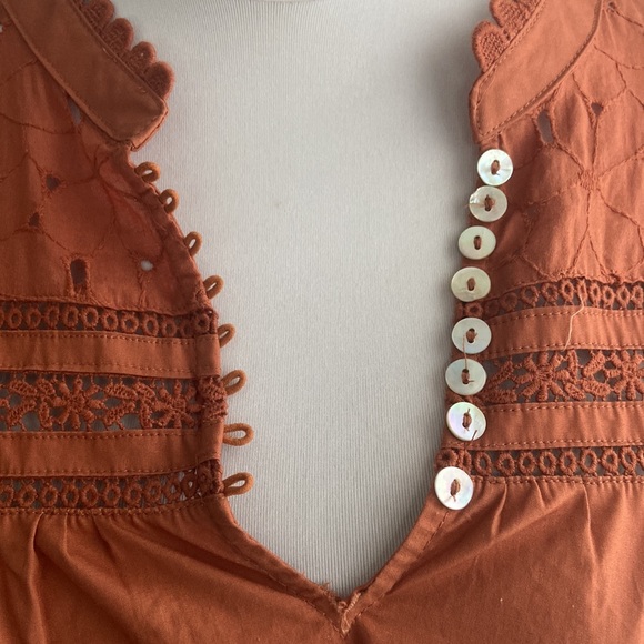 SECRET MISSION Ruffled sleeve detailed embroidered mini Dress size M - Picture 4 of 13